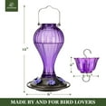 thumbnail image 6 of Kingsyard Glass Hummingbird Feeder 24 Ounces, 6 Feeding Ports, Ant Moat Included, Purple, 6 of 8