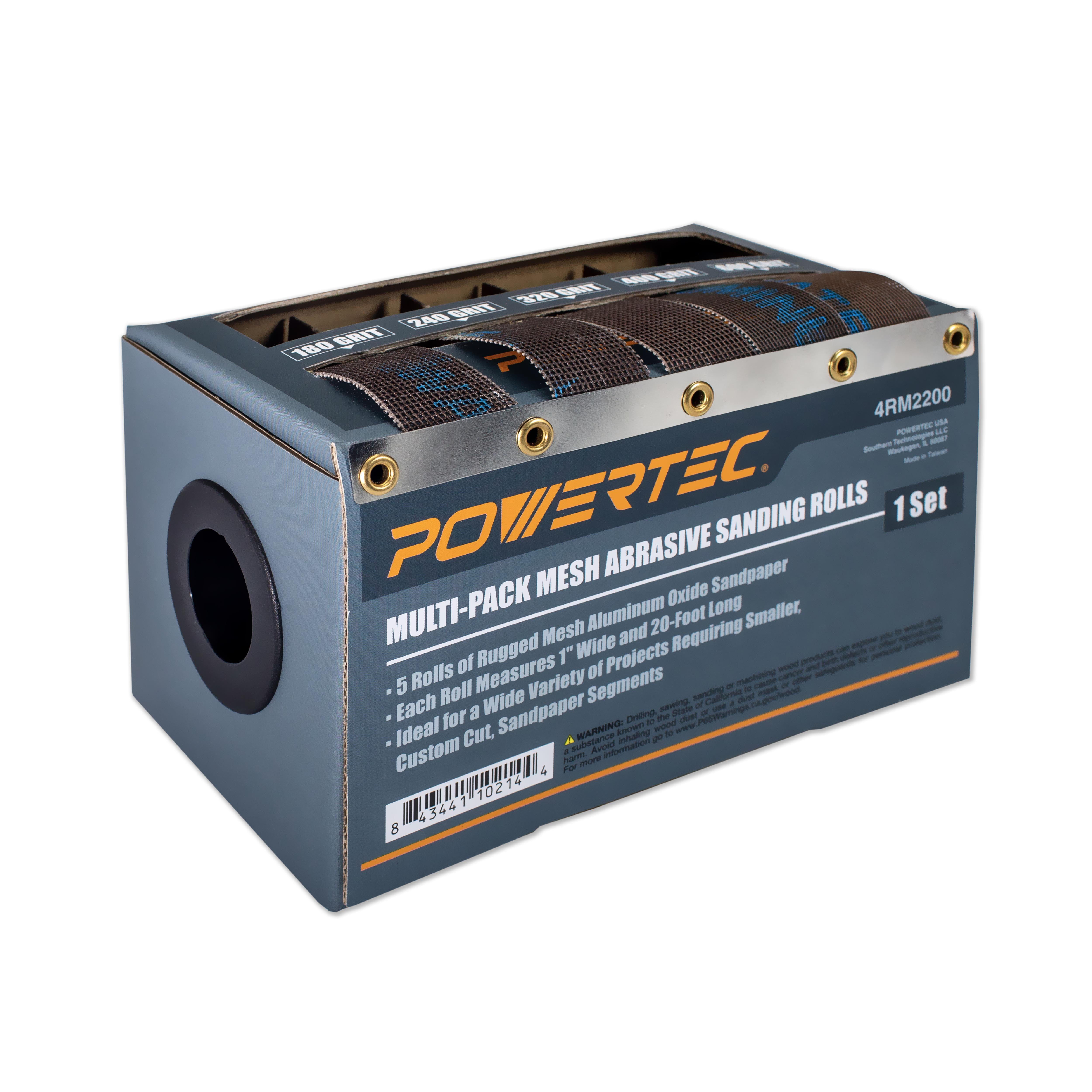POWERTEC Multigrit Sandpaper Roll Dispenser Kit W/ 180, 240, 320, 400