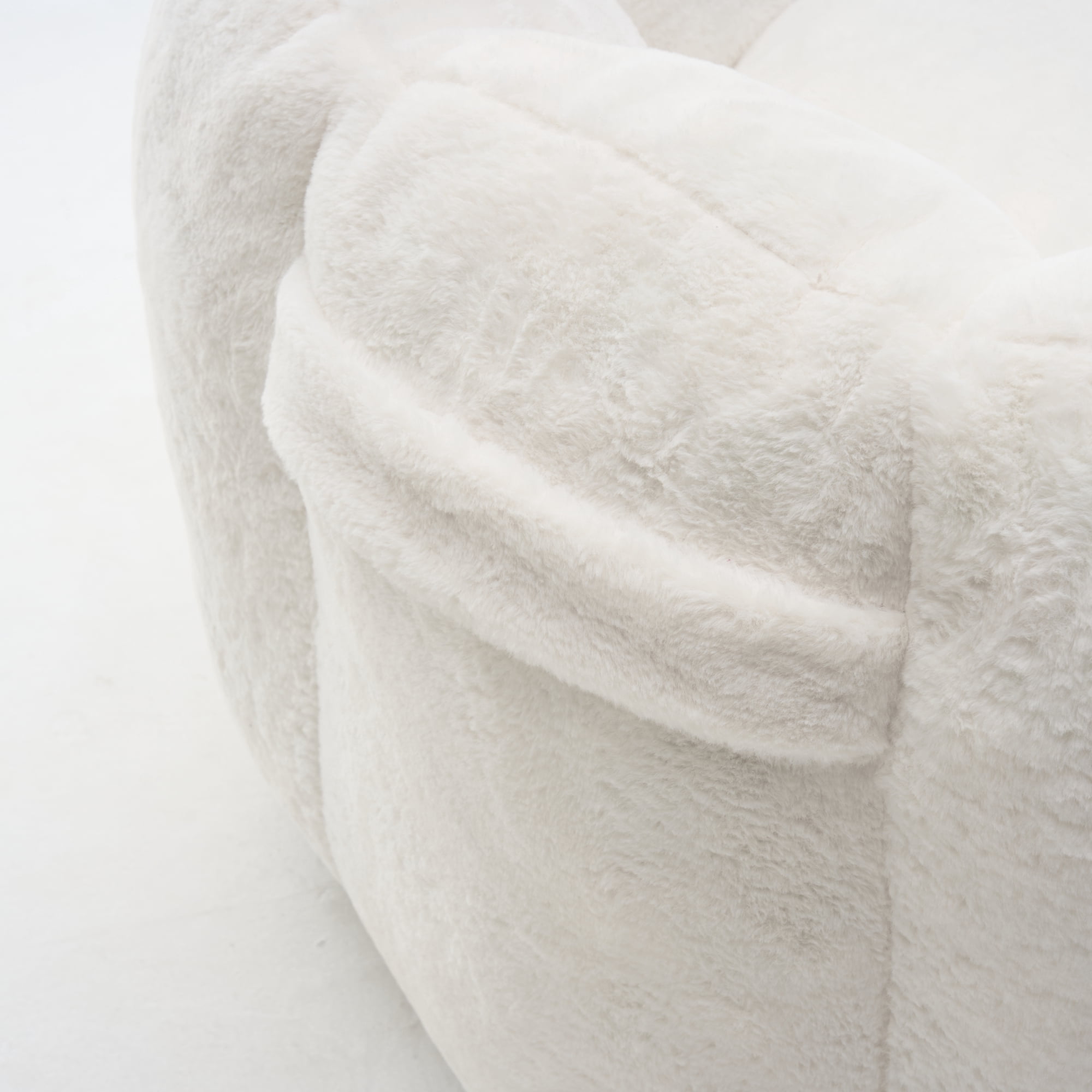 Leumius Large Lazy Sofa Chair, Comfortable Velvet Fabric Large Petal Sofa for Bedroom, Living Room and Gaming Beige