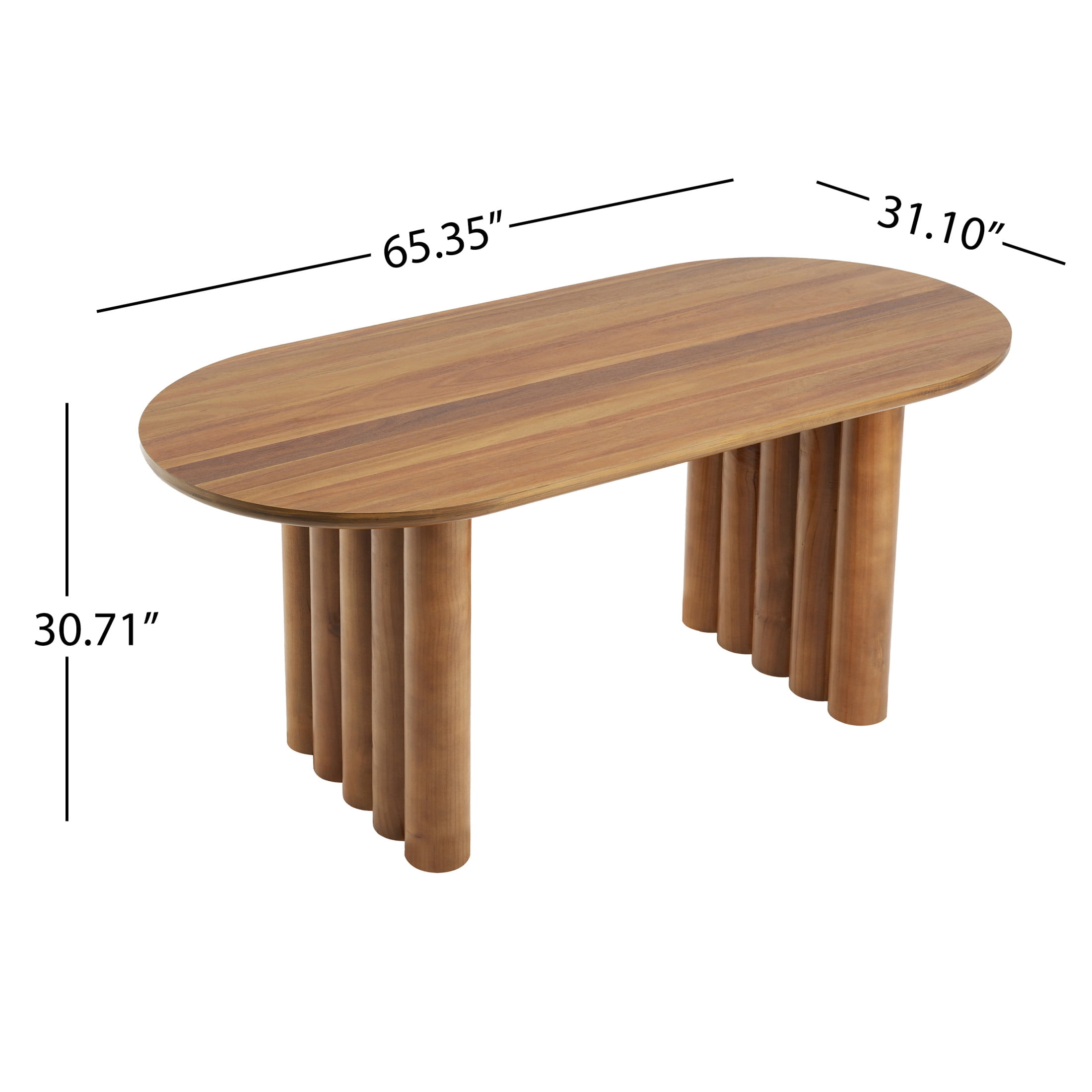 Christopher Knight Home 65.35" Modern Oval Dining Table for 4 with Unique Cylindrical Legs, Brown
