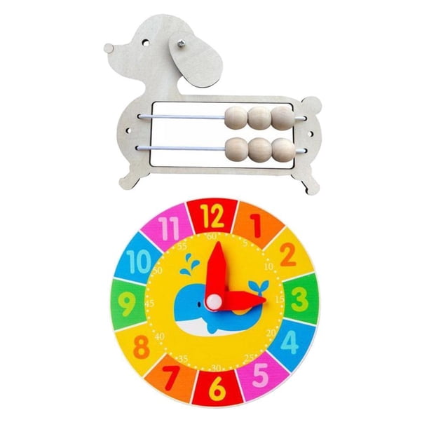 Juegos de Mesa Ocupados de Madera Cachorro Abacus y Reloj Redondo