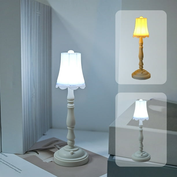 Luz nocturna LED retro - lámpara decorativa de plástico blanco para dormitorio, salón, pasillo, patio - 5,5x5,5x18cm