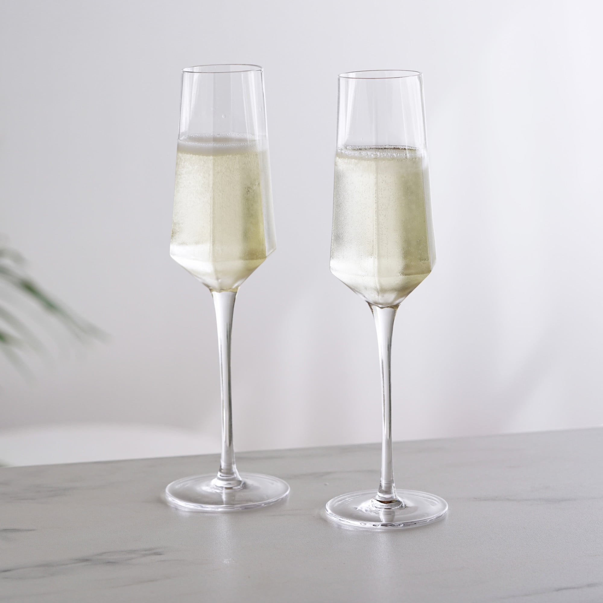 Viski Seneca Stemmed Champagne Flutes - Crystal Martini Wine Cocktail Mimosa  Fluted Long Stem Glasses, Bar Glassware, Bridal Party Housewarming Wedding  Wine Gift - Set of 2, 9 oz, Clear
