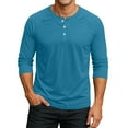 thumbnail image 2 of Lumtrix Mens Fashion Henley Shirts 3/4 Sleeve Sleeve Button Cotton Fitted T-Shirt Solid Color Soft Stylish Tee Tops Royal Blue S, 2 of 7