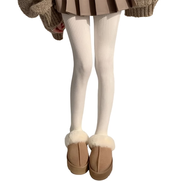 TELOLY Sock, Women Winter Fall Ribbed Vertical Striped Sweater Tights Solid Color Warm Cotton Pantyhose Seamless Leggings Stockings