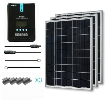 Renogy 300W 12V Solar Panel Polycrystalline Off Grid Starter Kit with 40A Rover MPPT Charger Controller