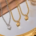 thumbnail image 5 of Gold Silver Heart/Moon Necklace for Women Chunky Chain Heart Necklaces Toggle Necklace Titanium Steel Trendy Jewelry Hypoallergenic Grunge Necklace (Gold Heart), 5 of 6