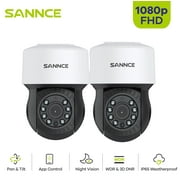 SANNCE 2pcs 1080P AHD PT Dome Outdoor Wired Security Camera, Pan 350° Tilt 90°, 100 Ft Night Vision, Motion Detection, Waterproof,3.6mm Lens