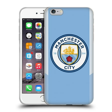 Apple Leather Home Case - OFFICIAL MANCHESTER CITY MAN CITY FC BADGE KIT 2017/18 SOFT GEL CASE FOR APPLE IPHONE PHONES