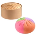 thumbnail image 2 of Juguete colorido con bollo al vapor y blandito con caja – Suave apretón sensorial de TPR, adorable decoración de escritorio Kawaii, juguete antiestrés portátil de 3,35 pulgadas para adultos, 2 of 9