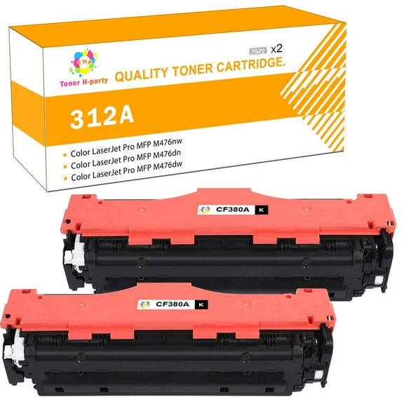 Toner H-Party Compatible Toner Cartridge Replacement for HP CF380A 312A Color LaserJet Pro MFP M476nw M476dn M476dw (Black, 2 Pack)