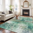 thumbnail image 2 of Rectangle Area Rugs 5 x 7 Ft, Teal Blue Boho Non-Slip Residential Carpet, Vintage Ethnic Tribe Abstract Art Indoor Crawling Mats Runner Rugs for Living Room/Dining Room/Bedroom, 2 of 8