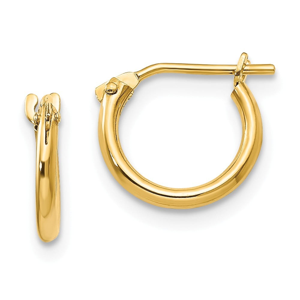 Jewelry 14k Yellow Gold 1.25mm Half Hoop Earrings .3 Grams