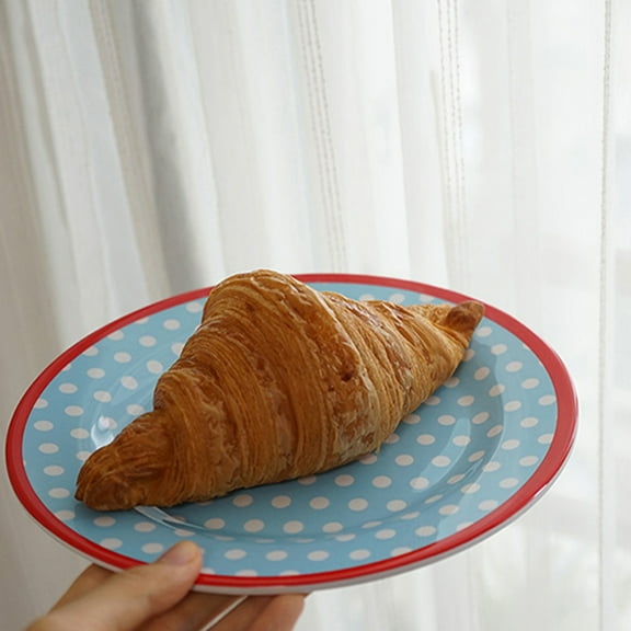 IBASETOY Blue Salad Plate for Kitchen Use Round Shape Suitable for Parties and Daily Meals