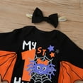 thumbnail image 5 of Mercatoo Toddler Baby Girls Halloween Outfit Letters Long Sleeves Romper Jumpsuit Tops Tutu Skirt 𝐈𝐧fant Girls Clothes Set, 5 of 8