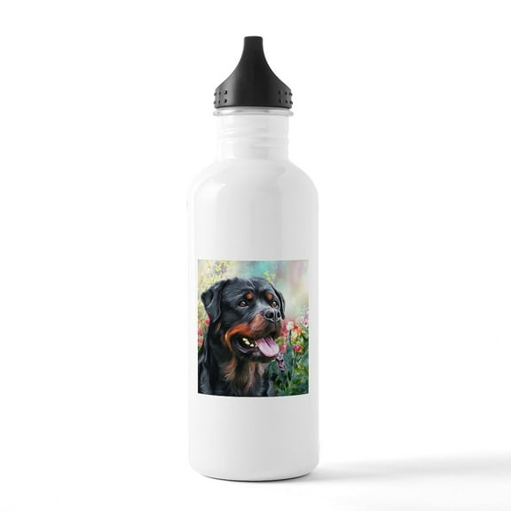 CafePress - Rottweiler Painting Stainless Water Bottle 1 - Stainless Steel Water Bottle, Sports Bottle, 1.0L