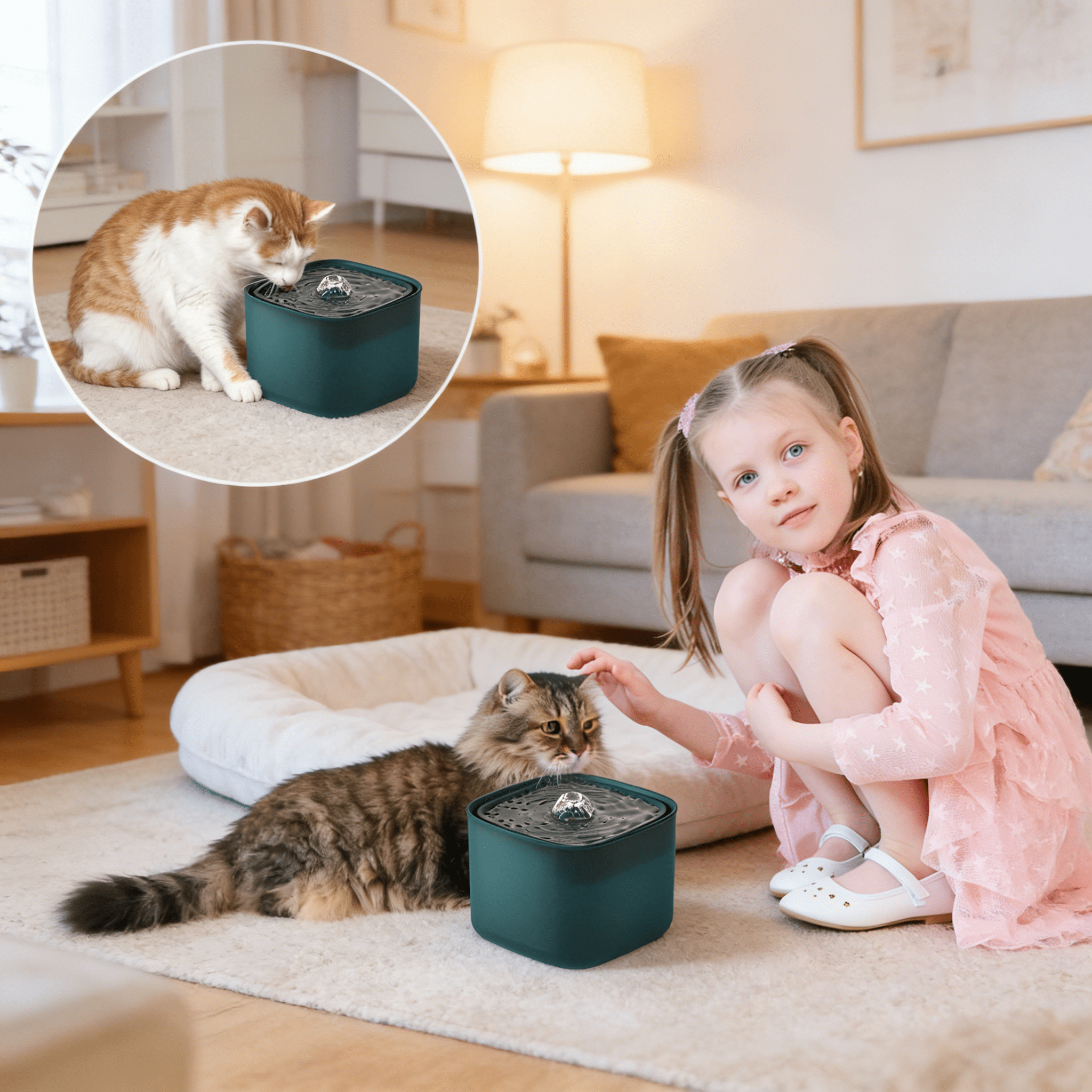 HIBIBUD 2026 New Wireless Cat Water Fountain,Battery Operated Cat Fountain Stainless Steel with Water Level Window,3 Work Modes,Cordless Pet Water Fountain for Cats,Dogs,Pets,Inside