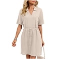 thumbnail image 2 of Censtreet Women's Nightgown Short Sleeve Nightshirts Comfy Soft Pajama Sleep Dress Collar Home Short Sleepshirts, 2 of 8