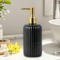 thumbnail image 3 of Djiypn 13.5OZ Fashion Stripe Glass Refillable Soap Dispenser with Rust-Proof Pump Premium Soap Dispenser for Kitchen, Bathroom, Hand Sanitizer, Liquid Soap, Lotion, etc.(1Pack), 3 of 7
