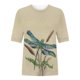 thumbnail image 4 of Mujeres Fahion Estampado floral Camisas casuales Cuello redondo Manga corta Camisetas casuales Cuello Blusa Túnica Tops Pompotops hkajfhjk458495, 4 of 5