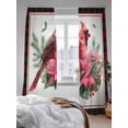 thumbnail image 3 of Christmas Cardinal Sheer Curtains 96 Inch Long 2 Panels, Red Bird Poinsettia Leaf Winter Plaid Light Filtering Rod Pocket Semi Sheer Curtains, Sheer Voile Drapes for Living Room Bedroom, 52"x96", 3 of 5