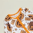 thumbnail image 4 of Mercatoo 𝐍ewborn Baby Halloween Jumpsuit Boys Girls Cute Pumpkin Zip-Up Long Sleeve Crewneck Romper Fall Winter Warm Bodysuit, 4 of 5