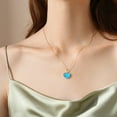 thumbnail image 5 of TGNEL 18K Gold Plated Necklace For Women Synthetic Blue Turquoise Heart Inlay Stainless Steel Pendant Necklace Fashion Jewelry, 5 of 6