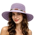 thumbnail image 5 of Women Beach Hat Purple Wide Brim Sun Straw Hats for Women Sun Hat Mens UPF 50+ Protection Floppy Foldable Summer Hats, 5 of 5