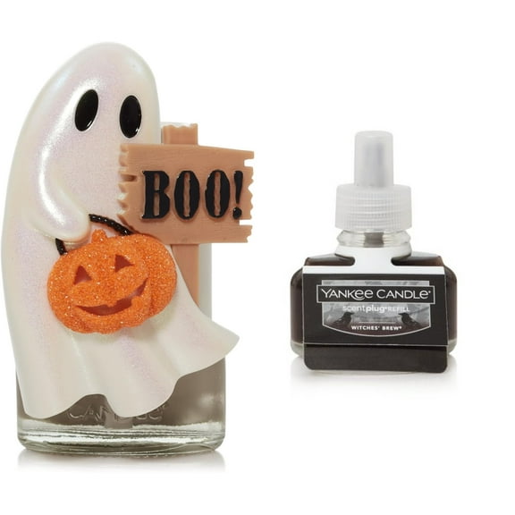 Yankee Candle Ghost Scent-Plug Diffuser Base with Light and a Witches' Brew Home Fragrance Electric Refill