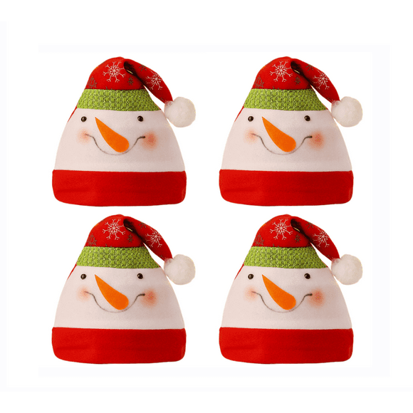 XYCCA 4Pack Chapeau de Bande Dessinée de Noël Chapeau en Peluche de Luxe pour la Fête de Costume de Noël et Événement de Vacances (Chapeau de Bonhomme de Neige de Dessin Animé de Dessin Animé de Dessin Animé de Dessin Animé)