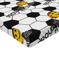 thumbnail image 2 of Ambesonne Emoji Fitted Sheet, Smiling Face Germany Soccer, Full Size, Dark Grey Mustard White, 2 of 3