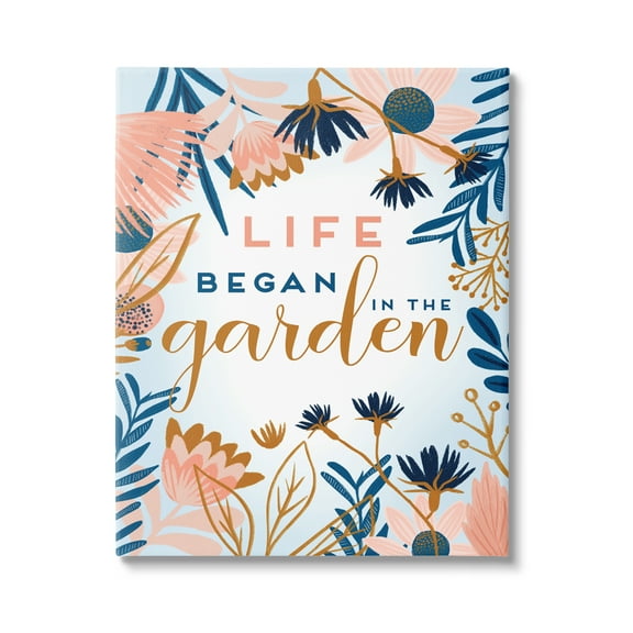 Stupell Industries Pink & Blue Gardening Botanical & Floral Painting Gallery Wrapped Canvas Print Wall Art, 16 x 20