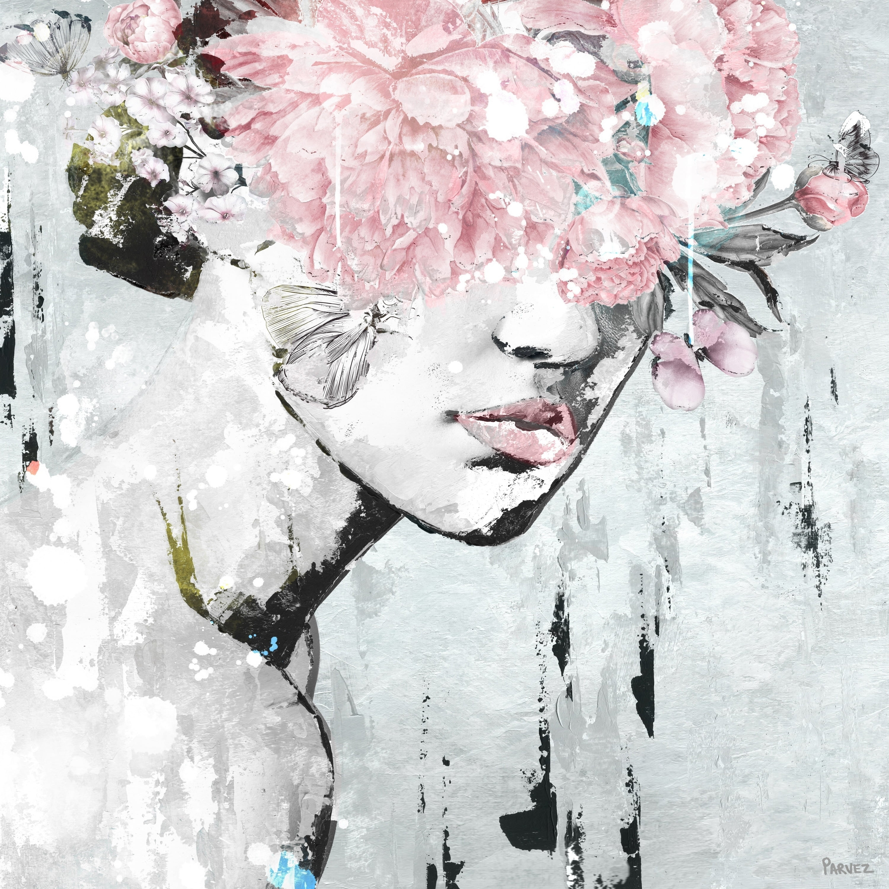 Parvez Taj Pink Flower Bloom Canvas Wall Art