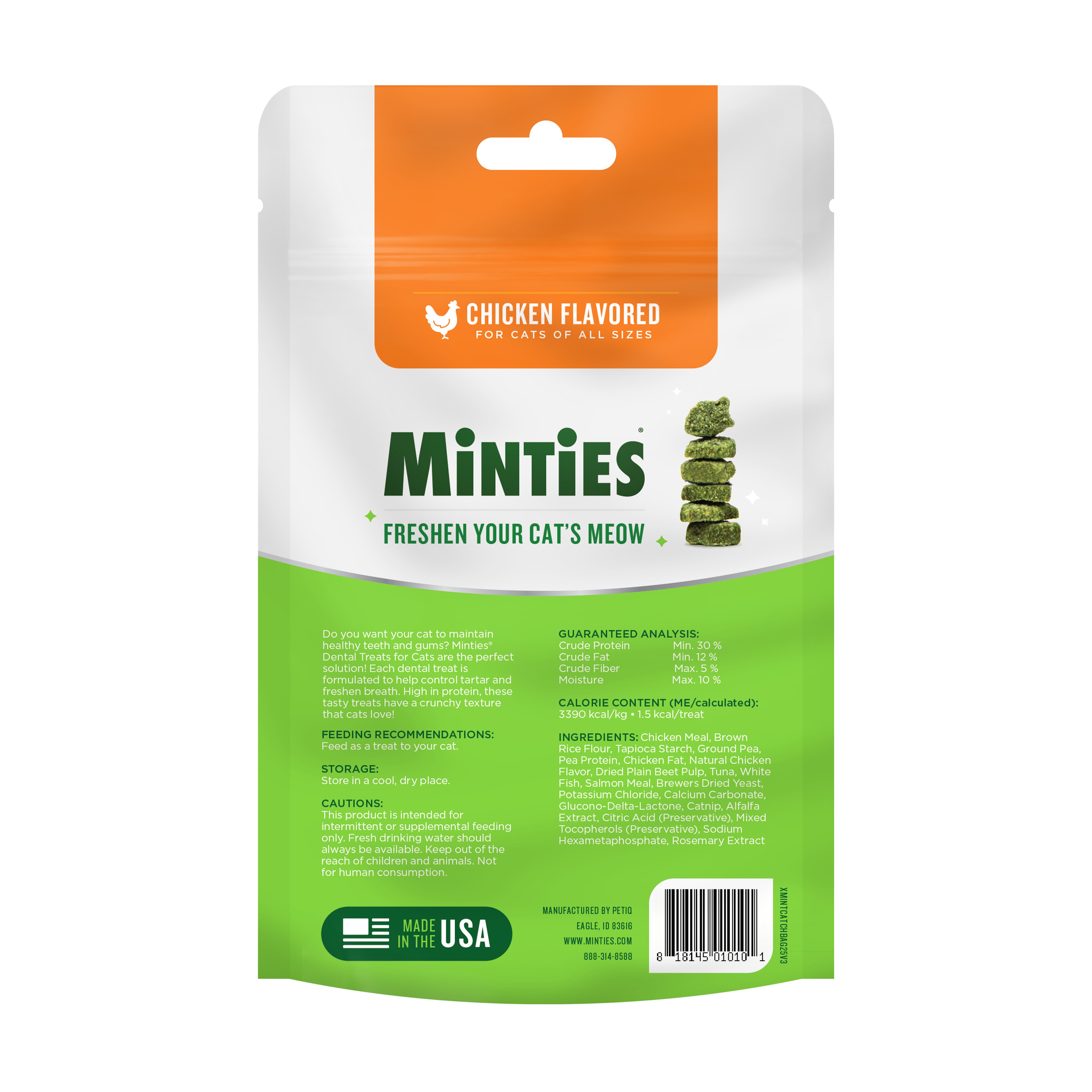 Minties Teeth Cleaner Dental Cat Treats, Chicken Flavored, 2.5 oz - image 3 of 7