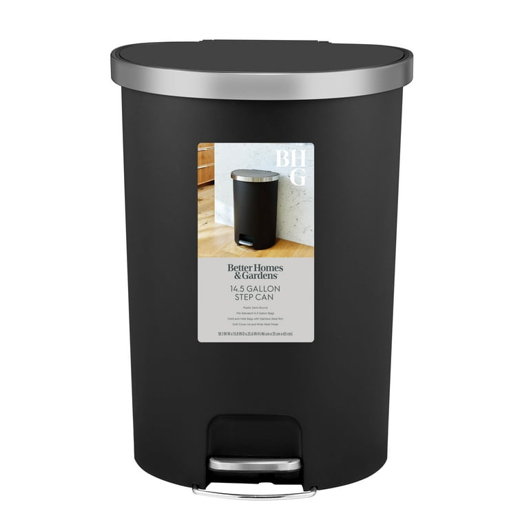 Better Homes &amp; Gardens 14.5 Gallon Trash Can, Plastic Step On 