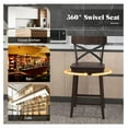 thumbnail image 6 of Drevy Swivel Bar Stool Set of 2, 24 Inch Ergonomic Counter Height Chairs with Open X Back & Footrest, 2PCS Vintage Wooden Barstools for Kitchen Island, Pub, Bistro, Café, Brown (2, 24 inch), 6 of 7