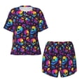 thumbnail image 4 of Picia mushroom rainbow color Skull Pajamas Sets for Women Soft Short-Sleeved Pjs with Lounge Shorts Two Piece Sleepwear-3X-Large, 4 of 9