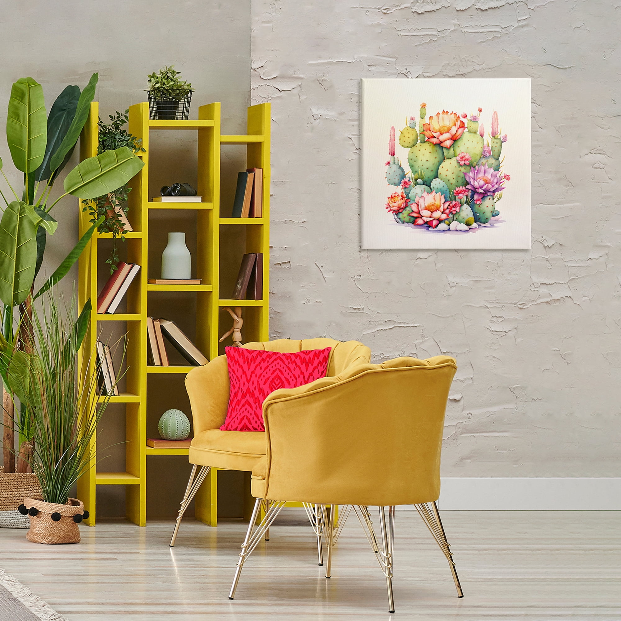 Stupell Industries Desert Spring Blooms Plants & Flowers Painting Wrapped Canvas Art Print Wall Art, 24 x 24