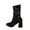 Black Boots for Women, variant on hopeusnice Ruched Block Heel Mid Calf Boot Square Toe Back Zipper Closure Casual Daily Boot Black 36