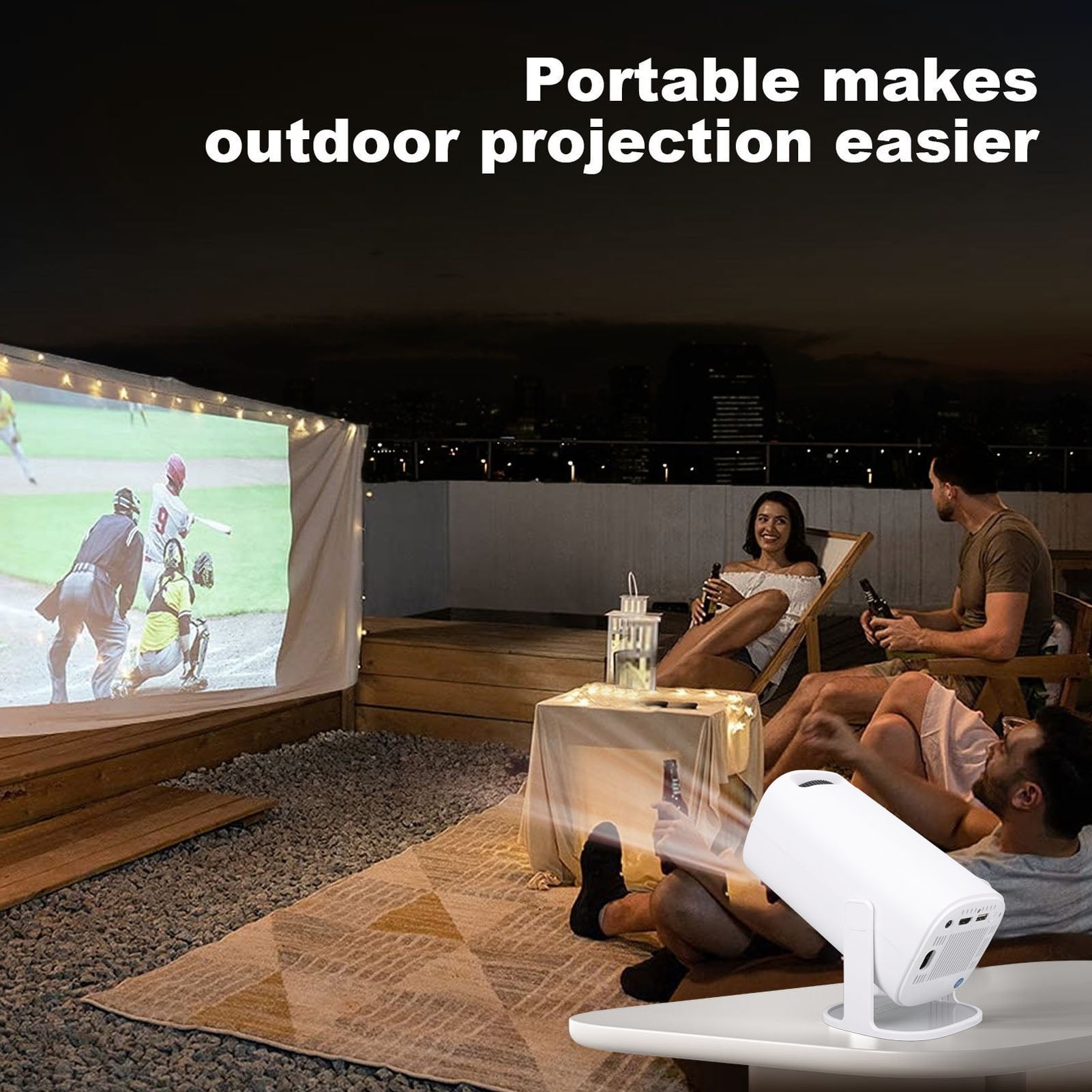 Official Licensed APP & Auto Focus] Mini Smart Projector 4K Support, 2026 Upgraded WiFi Bluetooth Projector, Compatible With TV Stick, HDMI, USB