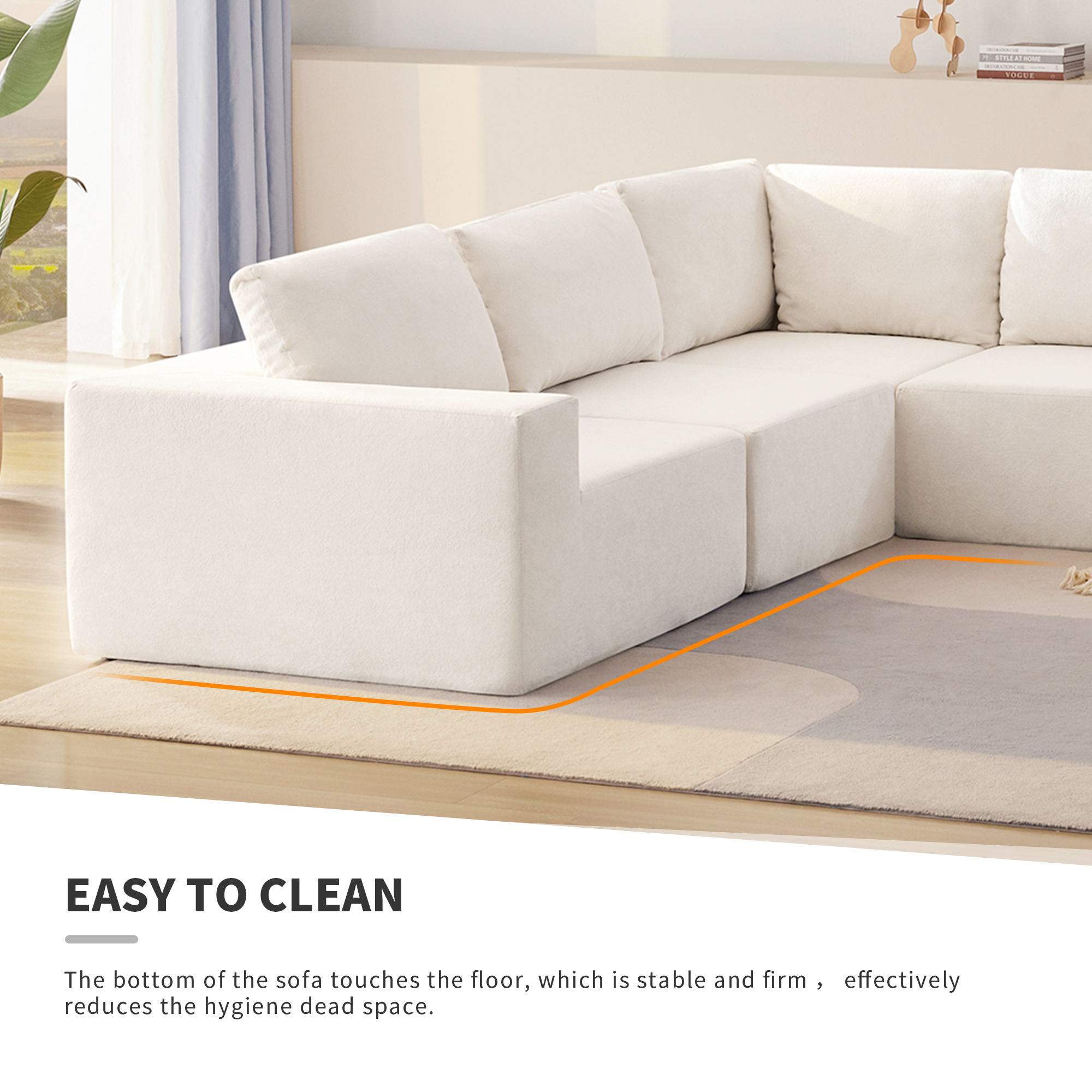 DEALTOPS L Shaped Sectional Sofa Couch, Pure Sponge Sleeper Sofa for Living Room, No Assembly Required, White