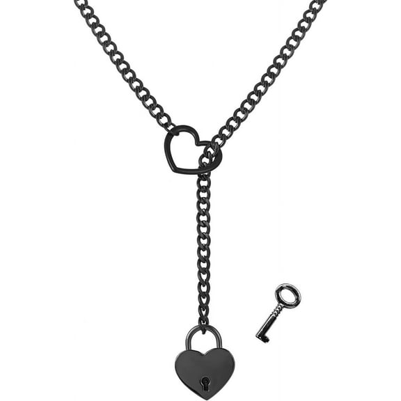 Heart O-ring Slip Chain Necklace Adjustable Lariat Gothic Cuban Y-Necklace