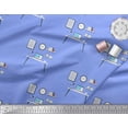 thumbnail image 3 of Soimoi Blue Velvet Fabric Monitor,Books & Study Table Education Theme Fabric Prints By Yard 58 Inch Wide, 3 of 3