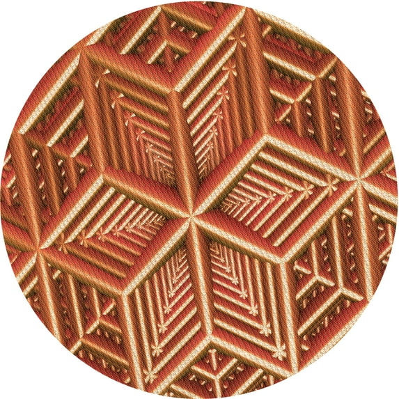 Ahgly Company Machine Washable Indoor Round Transitional Red Area Rugs, 7' Round