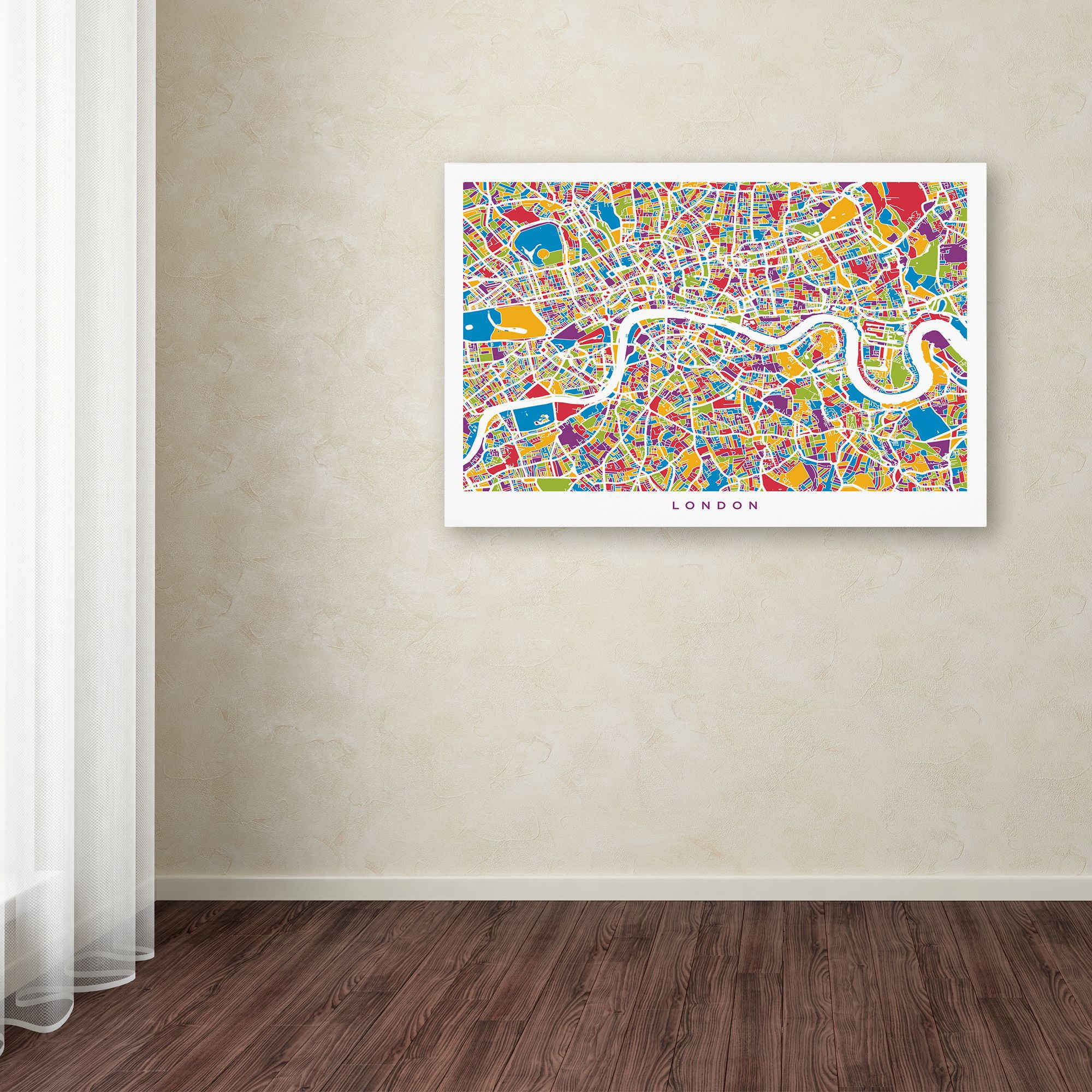 Trademark Fine Art "London England Street Map" Canvas Art by Michael Tompsett