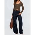 thumbnail image 6 of Women'S Long Sleeve Cardigan Open Front Knit Cropped Sweaters Fall V Neck Button Down Jacket Tops Coffee XL, 6 of 8