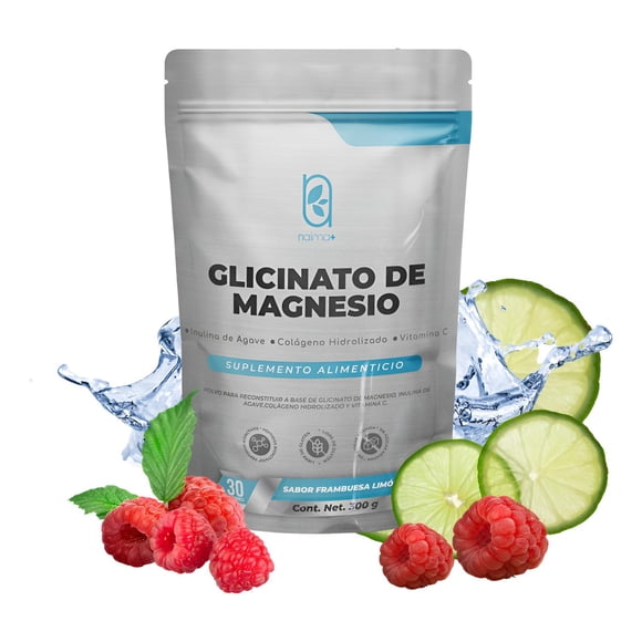 Glicinato De Magnesio 300g Frambuesa Limón, Colágeno Inulina Sin Sabor