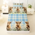 thumbnail image 3 of Erosebridal Highland Cow Twin Sheet Sets, Groovy Floral Bedding, Blue Buffalo, 3 Pieces, 3 of 5