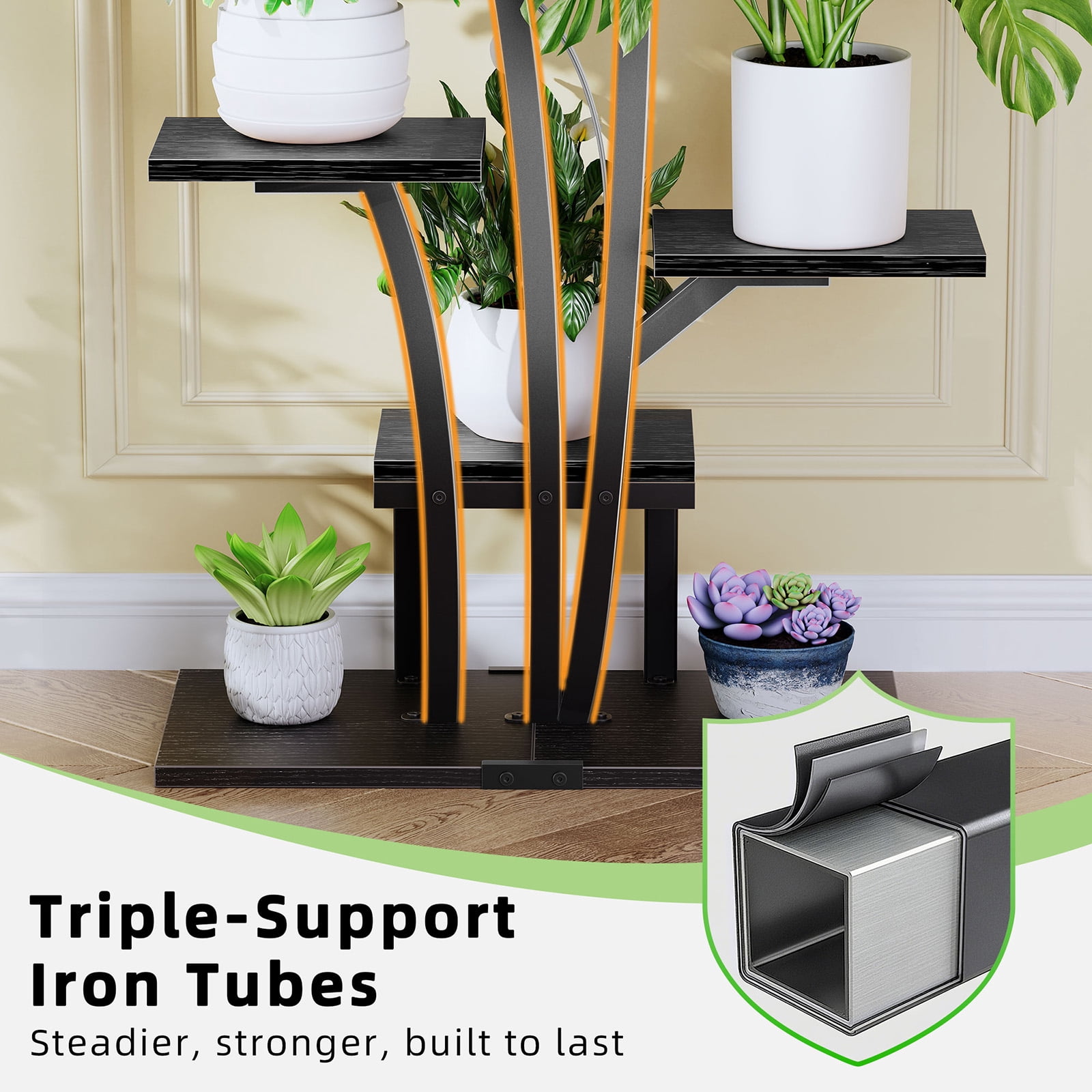 Biemlerfn Indoor Plant Stand with Grow Lights, 8-Tiered Plant