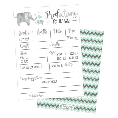 baby shower advice prediction cards game boy dad elephant message mom card parent gender mommy daddy babies fun neutral favors